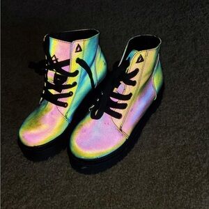 YRU Iridescent Ankle Boots